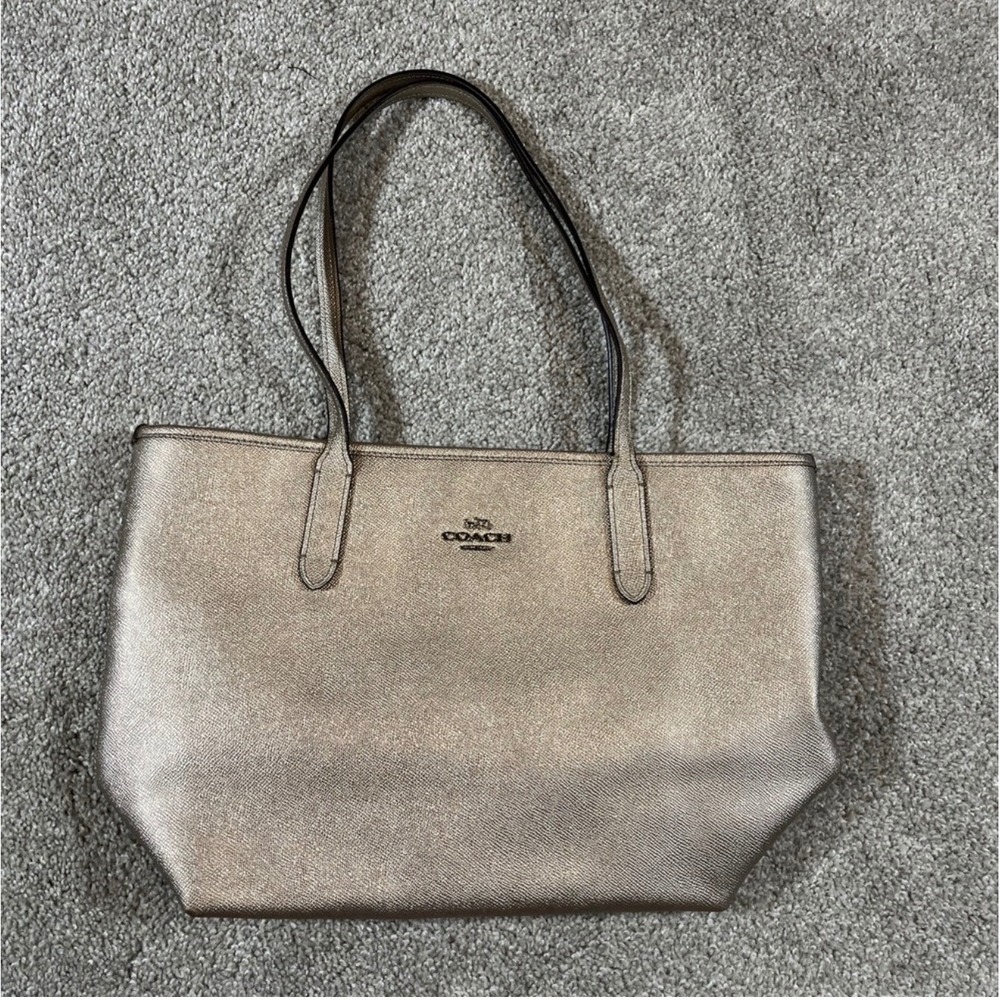 Coach Metallic Taupe Tote Bag